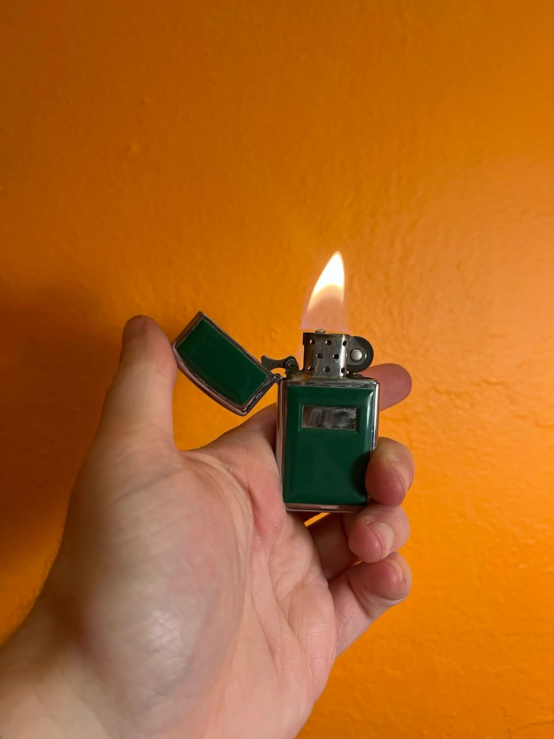 1980 Raised Green Panels Zippo Slim Lighter