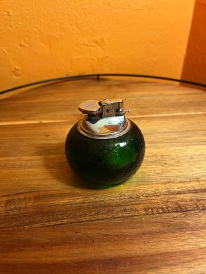 Textured Green Glass Table Lighter