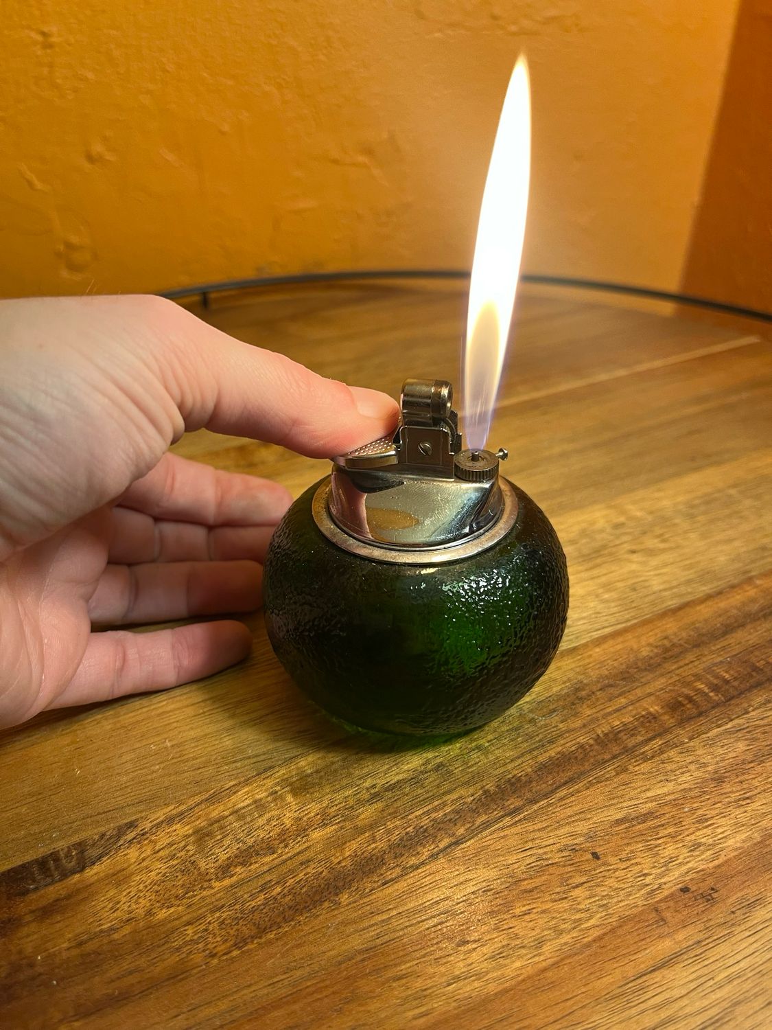 Textured Green Glass Table Lighter