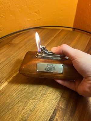 Ronson Wooden Base Gallagher Truck Table Lighter