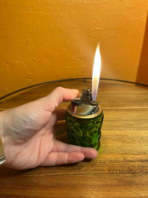 Ornate Green Glass Table Lighter