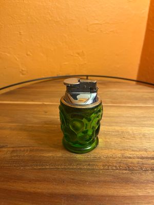 Ornate Green Glass Table Lighter