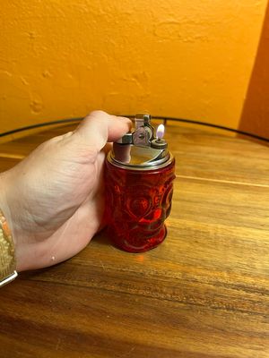 Ornate Red Glass Table Lighter