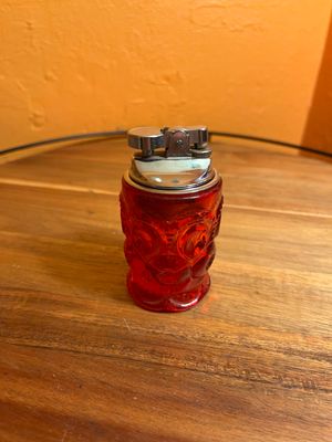 Ornate Red Glass Table Lighter