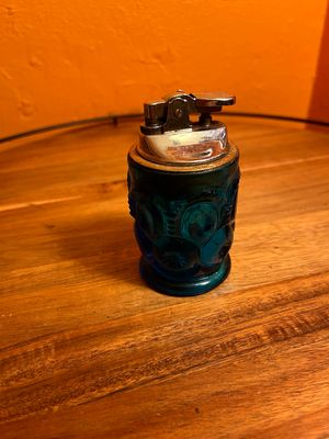 Blue Ornate Glass Table Lighter