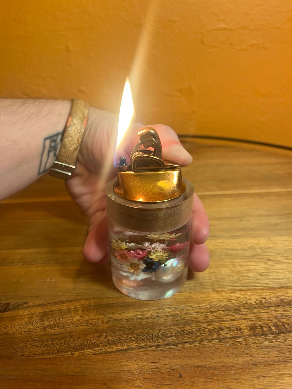 Snail Garden Lucite Table Lighter