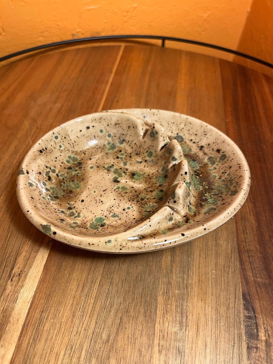 Tan &amp; Green Mottled Ashtray