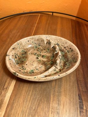 Tan &amp; Green Mottled Ashtray