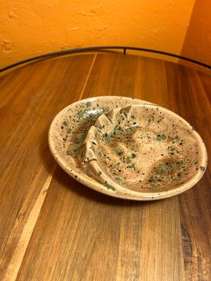 Tan &amp; Green Mottled Ashtray