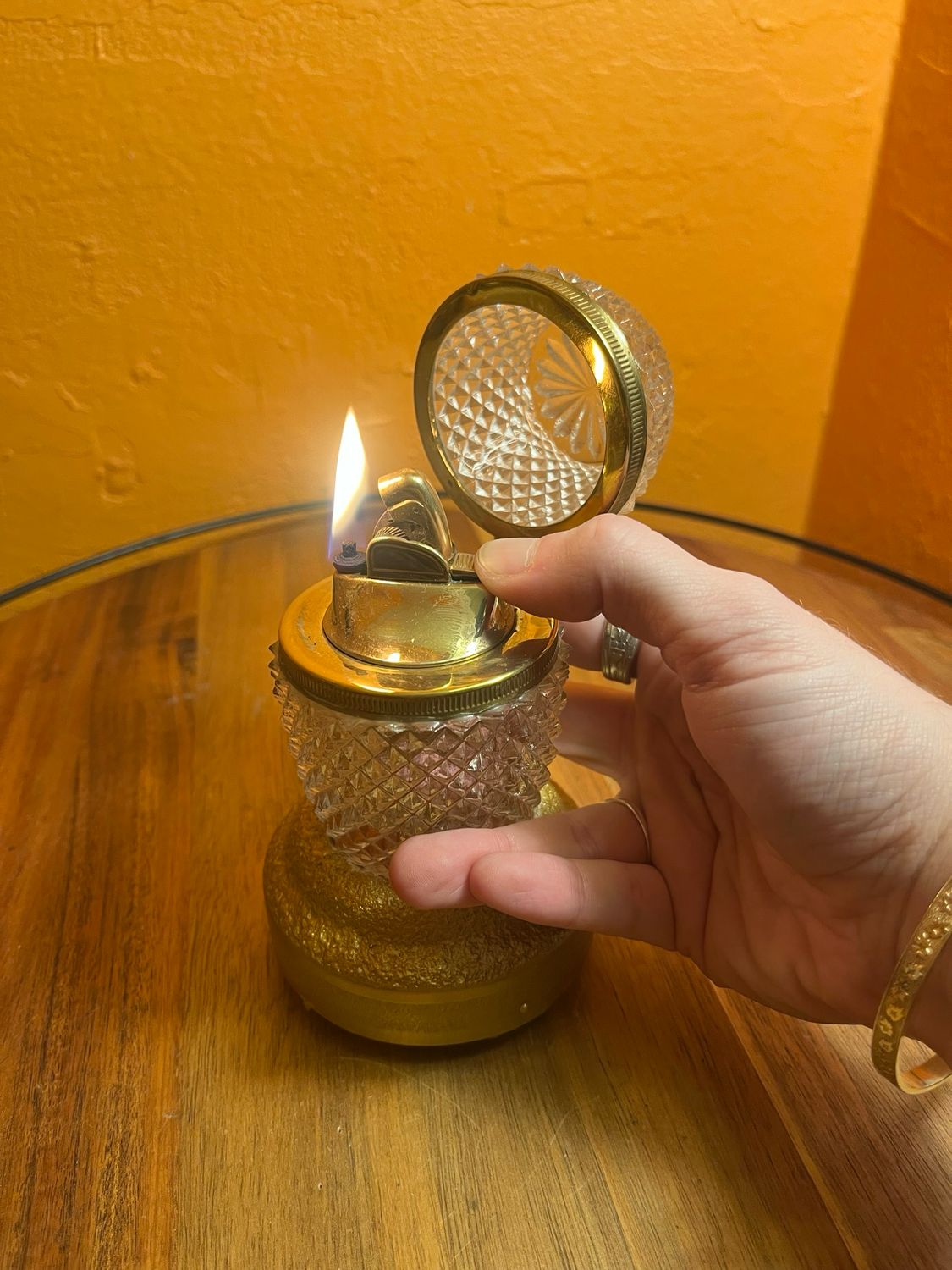 Cut Crystal Musical Table Lighter