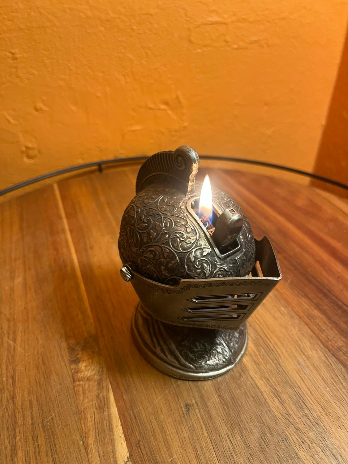 Ornate Knight Helmet Table Lighter