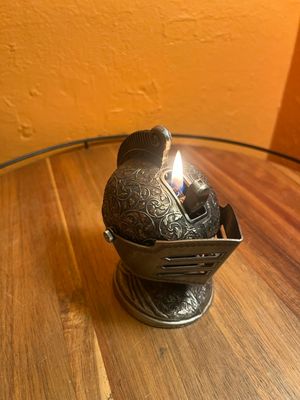Ornate Knight Helmet Table Lighter