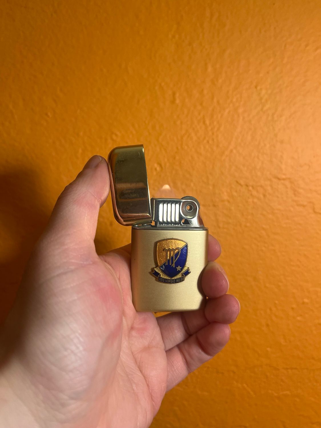 USS Virgo AE-30 Ronson Typhoon Flip Top Lighter