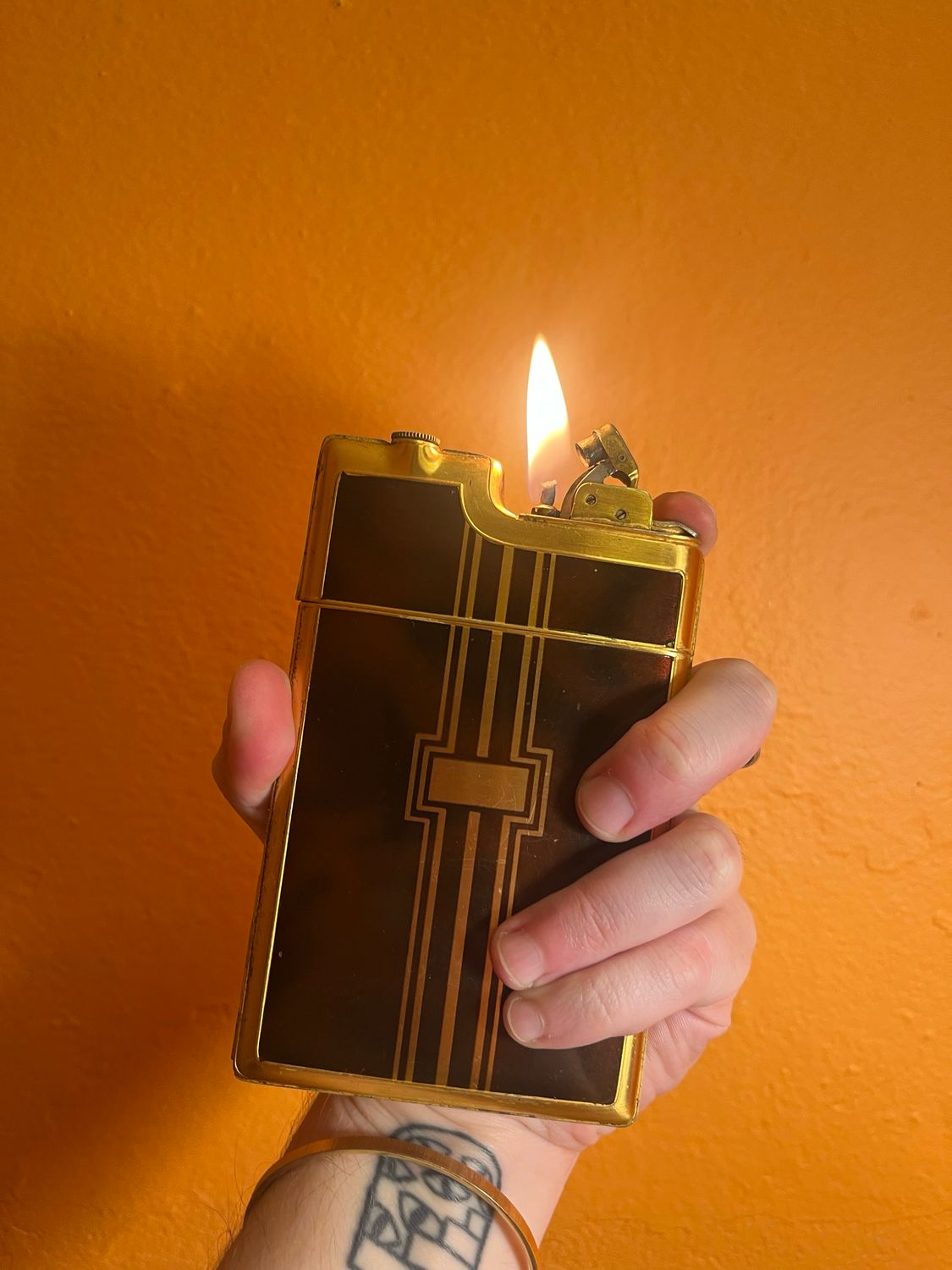 Evans Tortoise &amp; Gold Cigarette Case Lighter