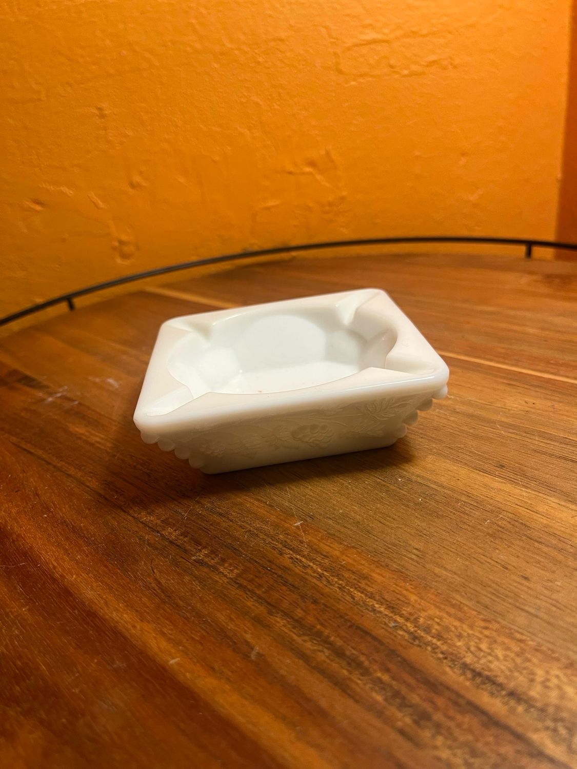 Grape Vines Milk Glass Ashtray