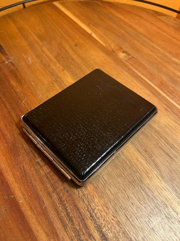 Faux Black Leather Cigarette Case