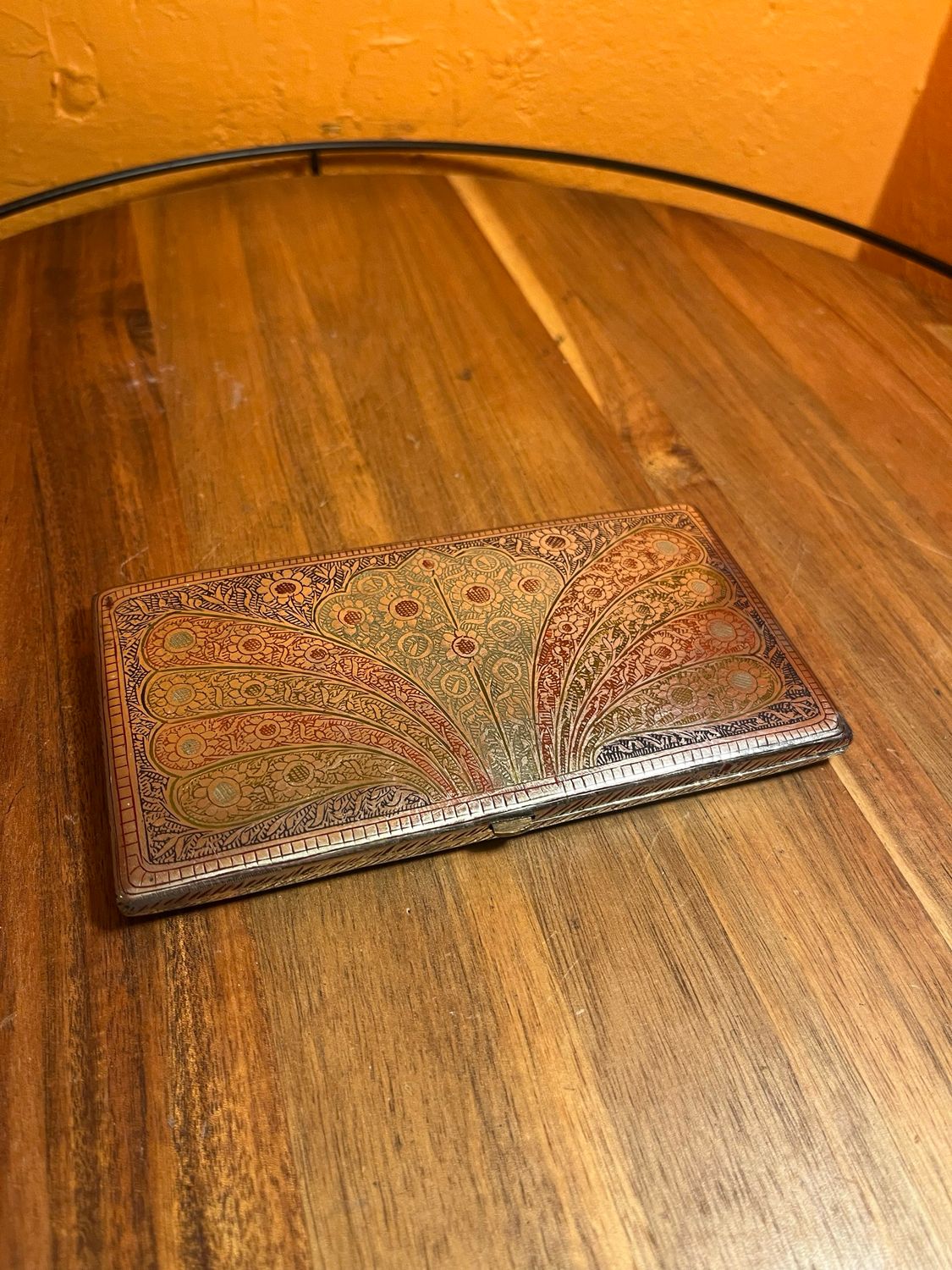 Multicolored Ornate Filigree Long Cigarette Case