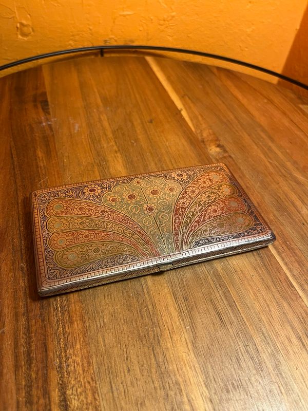 Multicolored Ornate Filigree Long Cigarette Case