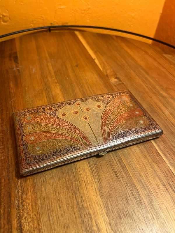 Multicolored Ornate Filigree Long Cigarette Case