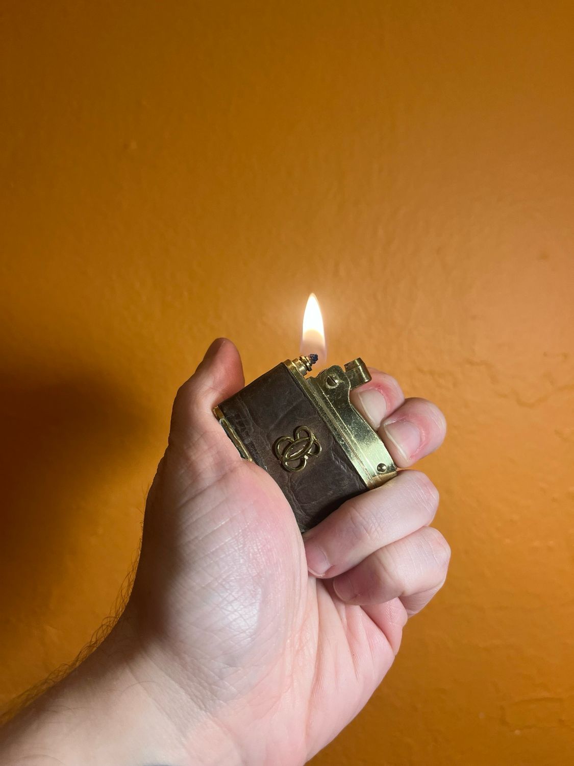 Buxton Brown Leather Logo Lighter