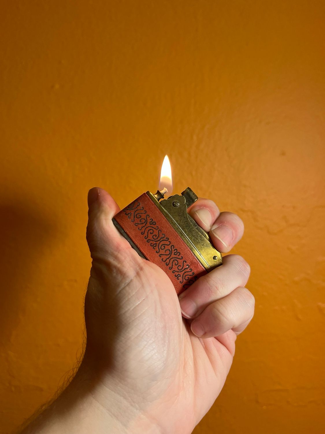 Ornate Red Leather Lighter