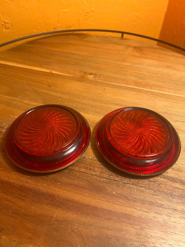 Gilded Red Glass Ashtray Set