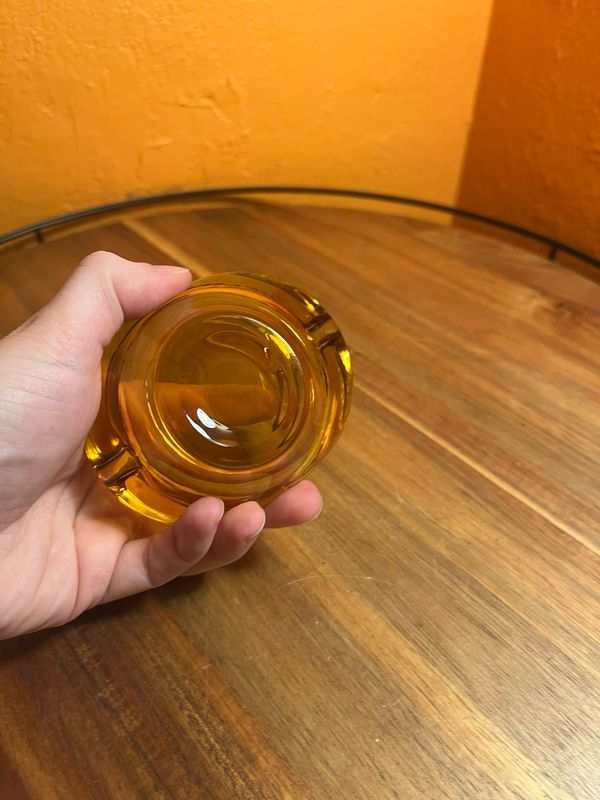 Lipped Amber Glass Ashtray