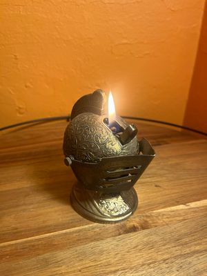 Ornate Knight Helmet Table Lighter