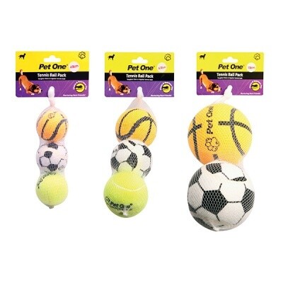 Pet One Dog Toy Tennis Ball Pack