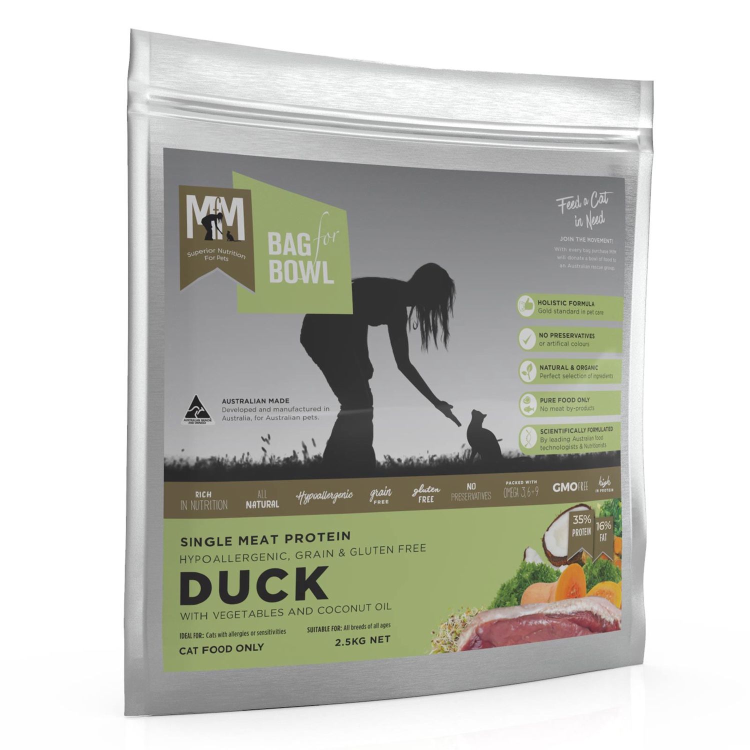 Meals for Meows MfM Single Meat Protein Grain Free Duck Adult Dry Cat Food 2.5Kg