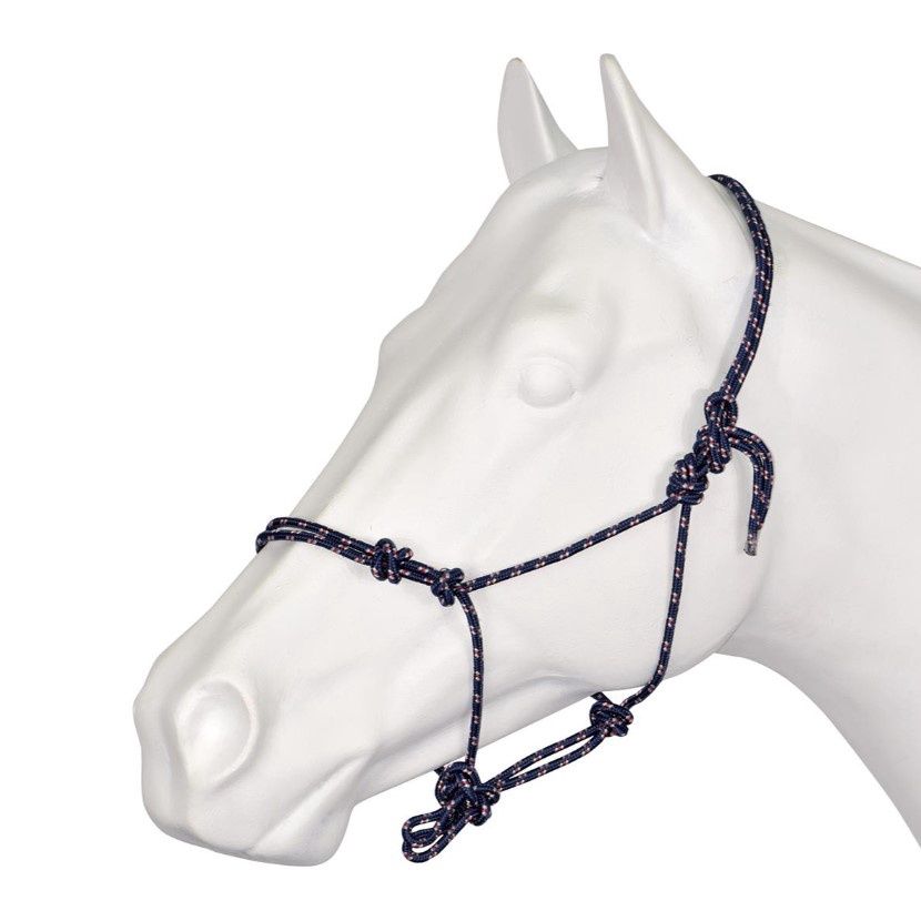 Navaho Knotted Rope Halter, Colour: Blue Fleck, Size: Pony