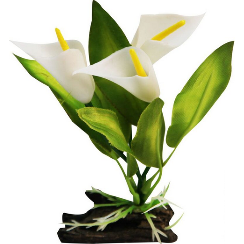 Plastic Plant Calla Lily W Log Base Sm