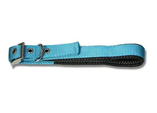 Padded Webbed Dog Collar, Size: 35cm, Colour: Aqua
