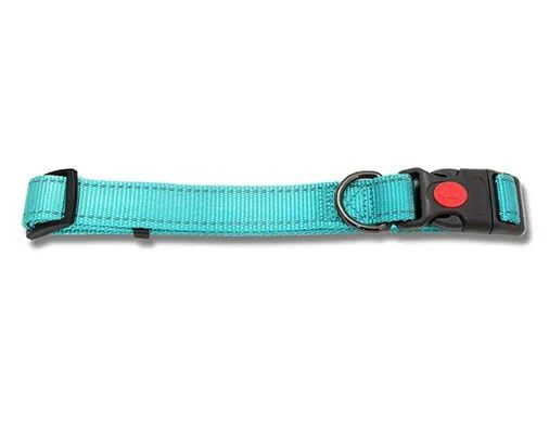 Adjustable Webbed Collar with Reflective Strips, Size: X Small 35cm, Colour: Aqua