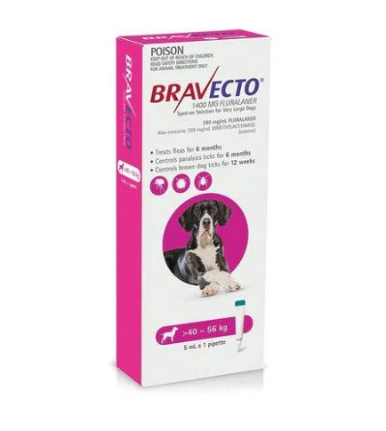 Bravecto for Dogs, Style: Spot On, Size: 40-56KG