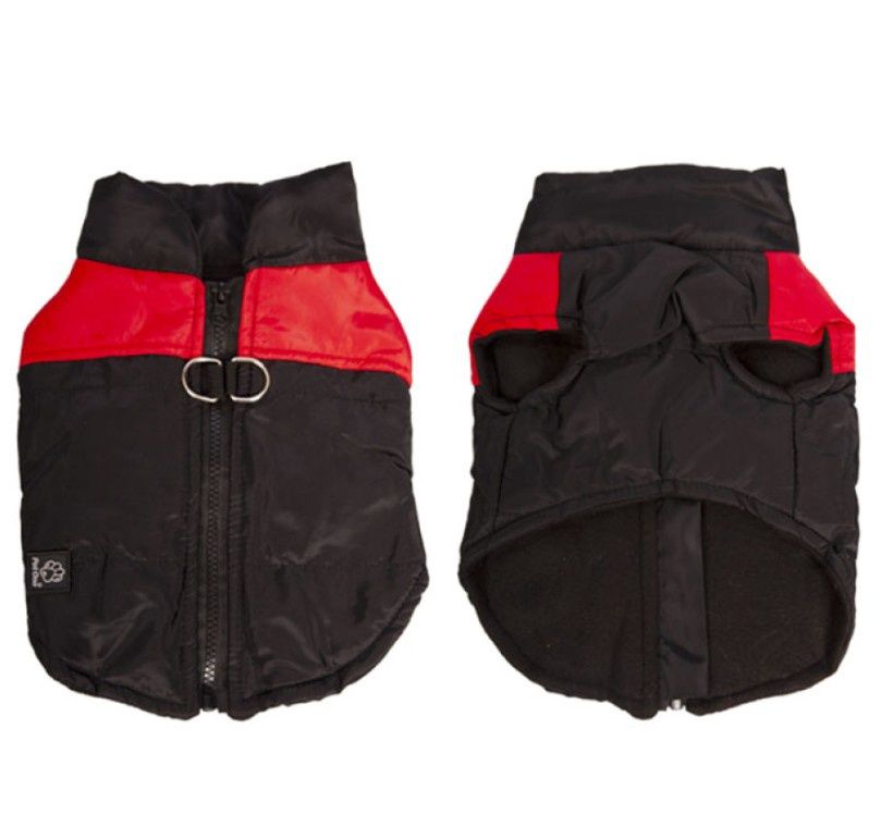 Doggy Parka with Leash D Rings, Colour: Red, Size: 50cm
