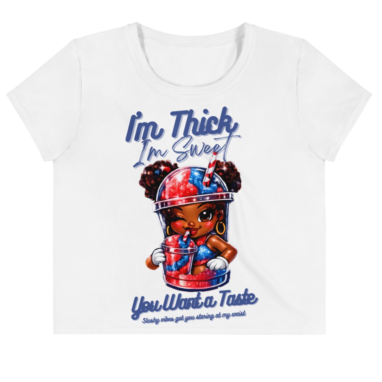 All-Over Print I'm Thick Crop Tee