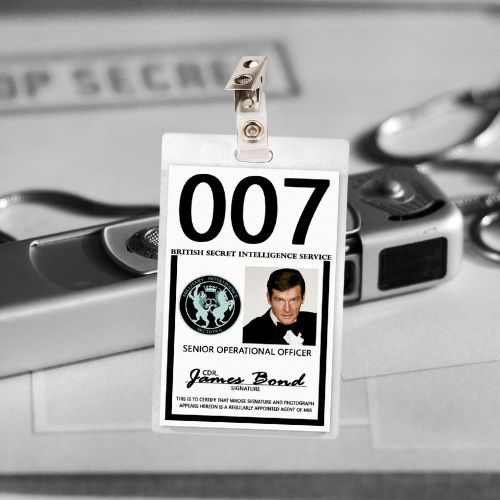 James Bond Roger Moore ID Badge Card Cosplay / Halloween Costume