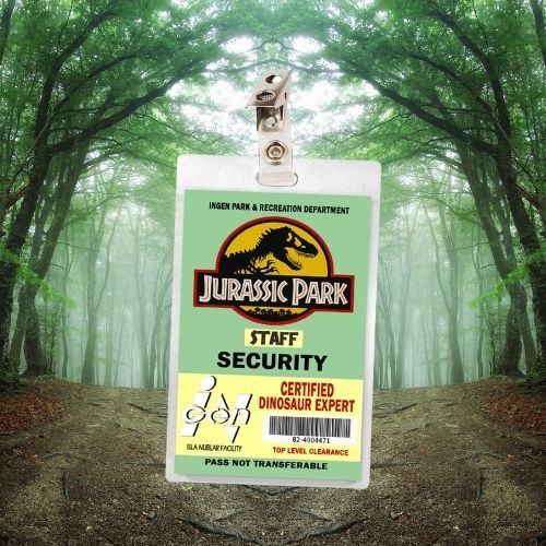 Jurassic Park Security ID Badge Card Cosplay / Halloween Costume (Regular &amp; Bloody Version)