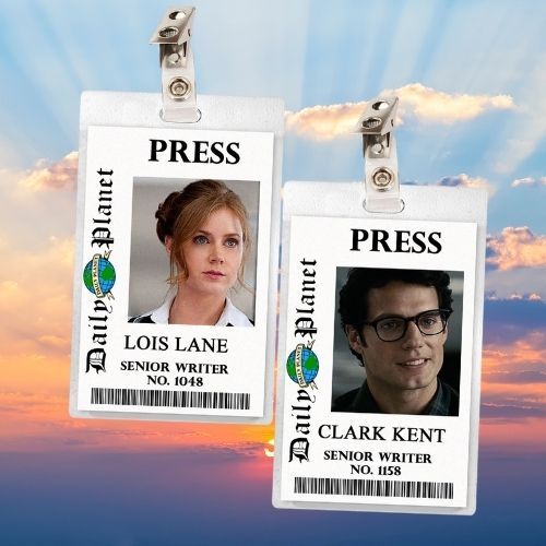 Lois &amp; Clark Daily Planet ID Badge Card w/ Henry Cavill &amp; Amy Adams Man of Steel Cosplay / Halloween Costume