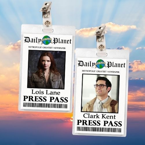 Lois &amp; Clark Daily Planet ID Badge Card w/ Tyler Hoechlin &amp; Elizabeth Tulloch Superman &amp; Lois Cosplay / Halloween Costume