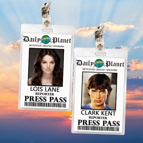 Lois &amp; Clark Daily Planet ID Badge Card w/ Tom Welling &amp; Erica Durance Smallville Cosplay / Halloween Costume