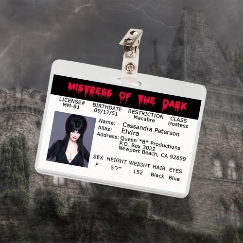 Elvira Mistress of the Dark ID Badge Card Cosplay / Halloween Costume