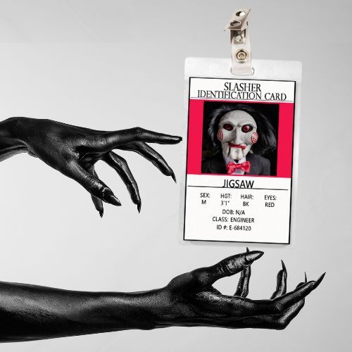 Horror Icon Jigsaw ID Badge Card Slasher Cosplay / Halloween Costume Saw