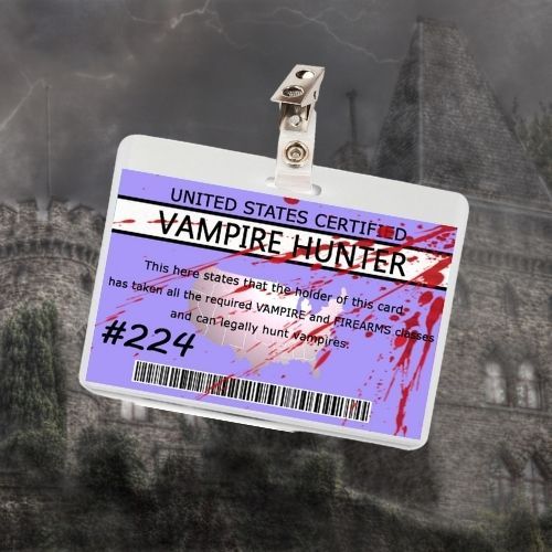 Vampire, Werewolf, Zombie Hunter ID Badge Card Cosplay / Halloween Costume (3 Options)
