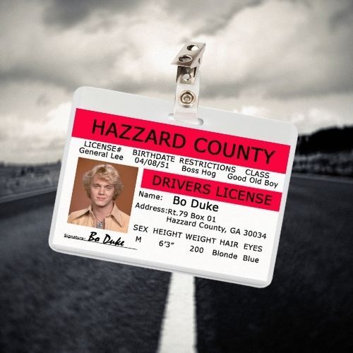 The Dukes of Hazzard (Bo and Luke Duke) ID Badge Card Cosplay / Halloween Costume (2 Options)