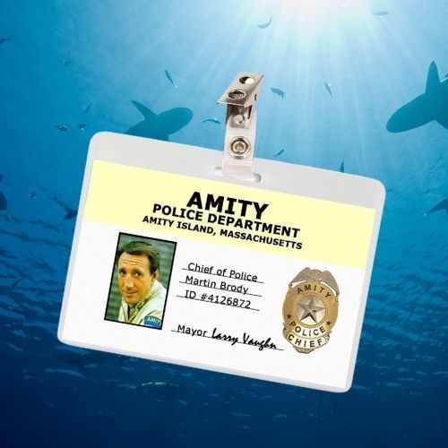 Jaws Amity Police Brody ID Badge Card Cosplay / Halloween Costume Amity Beach Lifeguard (2 Options)