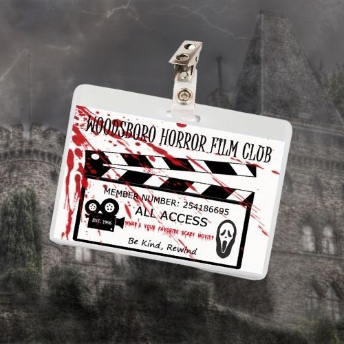 Woodsboro Horror Film Club Scream ID Badge Card Cosplay / Halloween Costume