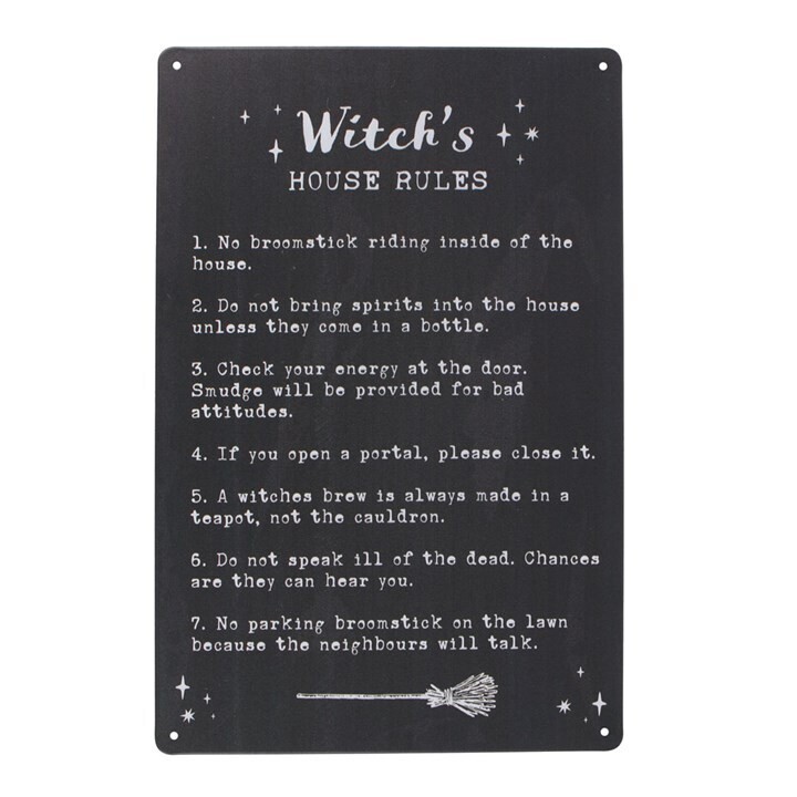 Witches House Rules Metal Sign