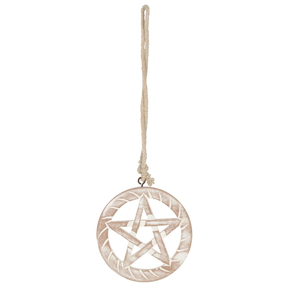 ​​White Wooden Hanging Pentagram​